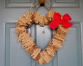 Burlap Wreath Ruffle Wreath Valentines Wreath Heart Wreath