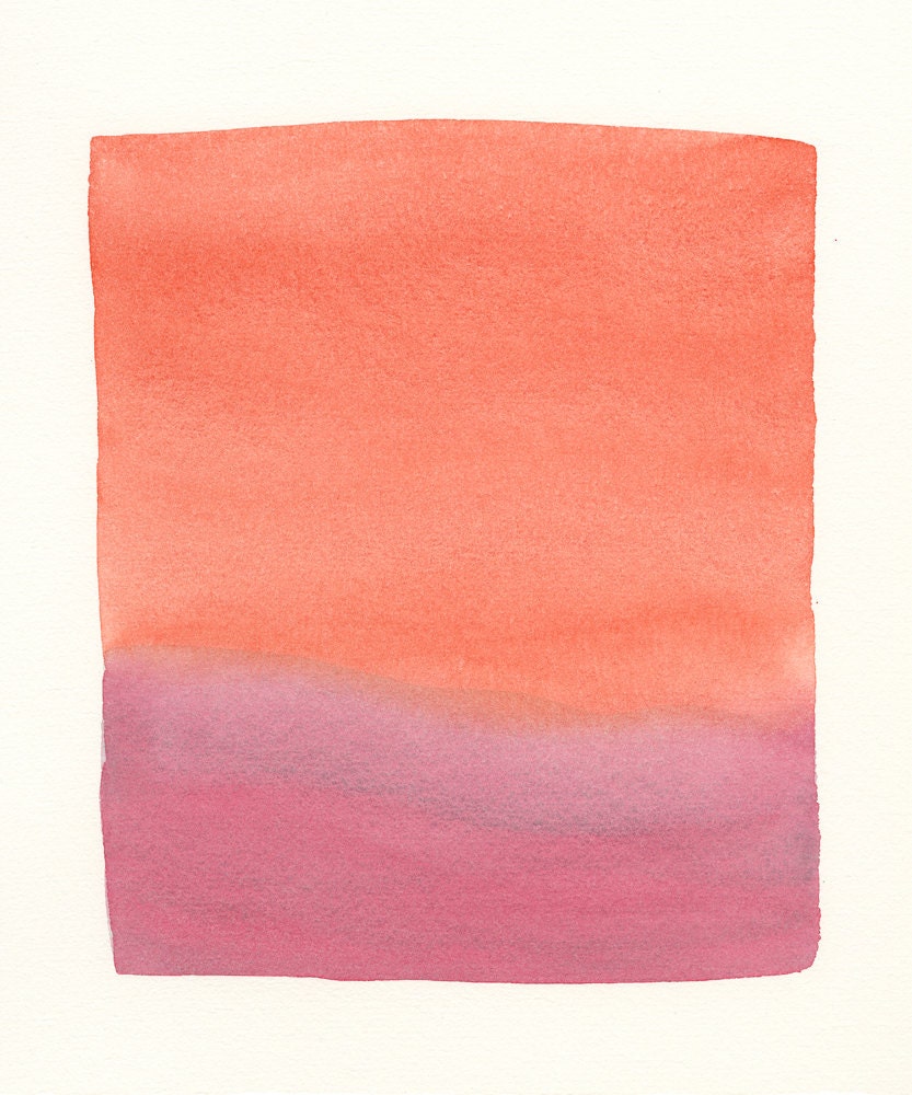 large original watercolor painting, sunset reds (2)
