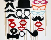 PhotoBooth Props Mustache , Pipe, Pirate Eye Patch On A Stick  Fun Weddings, Parties,Birthdays -  Photography Prop Mask - item 126