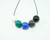 Handmade Round Beads Necklace - Geometric Jewelry - Statement Bubble Necklace - White Green Blue Grey Black