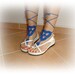 Foot Jewelry Anklet, Blue crochet anklet, nude shoes, berafoot sandals, wedding accessories, marine blue..