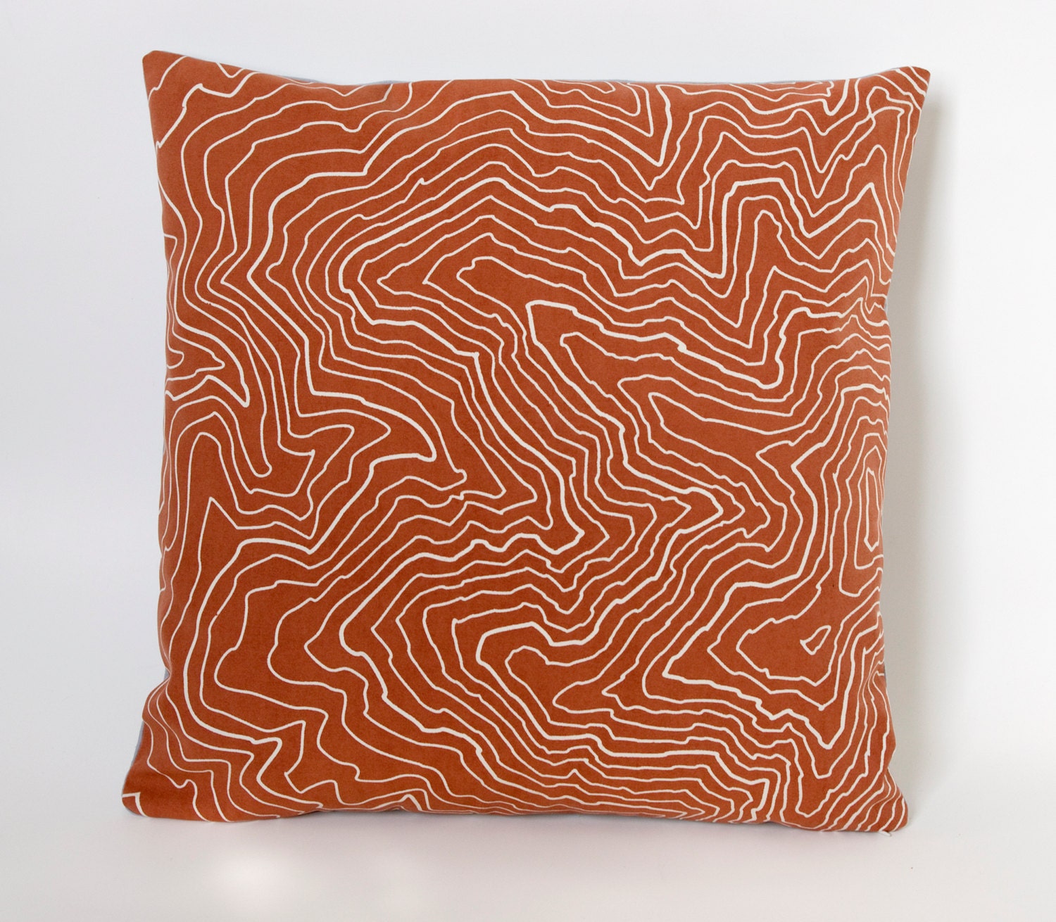 Valley Map Hand-Printed Pillow Cover in Rust
