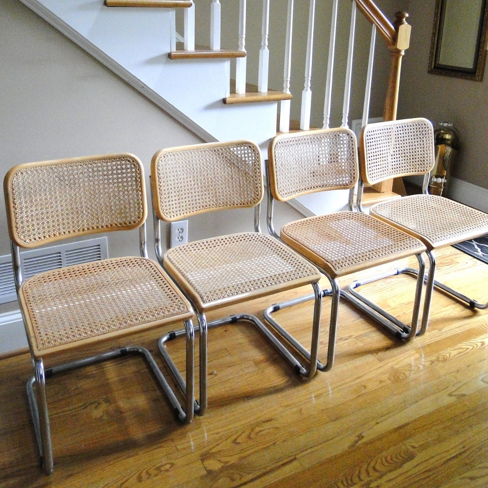 Vintage Chairs Marcel Breuer Inspired Eames Era Cesca Chrome Cane Maple Seat European Dining Chair Hollywood Regency Industrial  Aesthetic