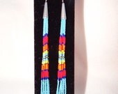 Long Strand Beaded Earrings with Dentalium - Native American Style