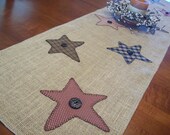 Rustic Country Stars Burlap Table Runner