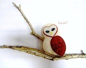 Soft Felt Barn Owl Pin or Brooch- She's got the face of a heart