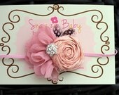 baby headband...baby girl headband..newborn..flower headband.. photography props...peach yellow headband