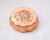 Small Round Copper Mold with Grape Motif