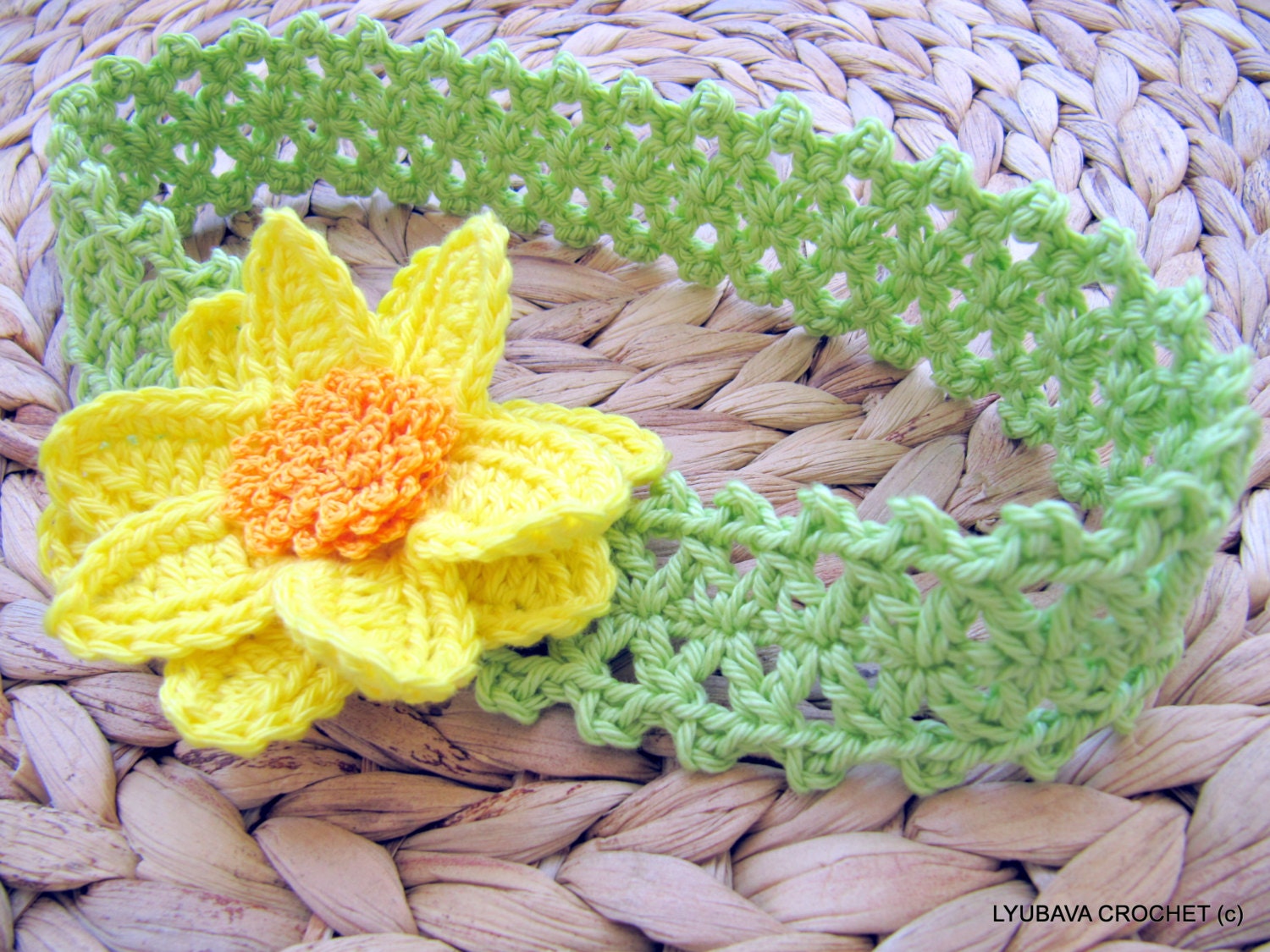 Crochet Headband Pattern, Beautiful Floral Headband Crochet Tutorial Easy Pattern PDF, Lyubava Crochet Pattern number 80
