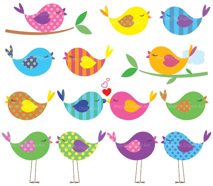 15 Bird Clip Art Animal Clipart Digital Cute Love Pastel Pink Baby Bird Commercial Personal Use Scrapbook Teacher Supplies DIY Shower 10445