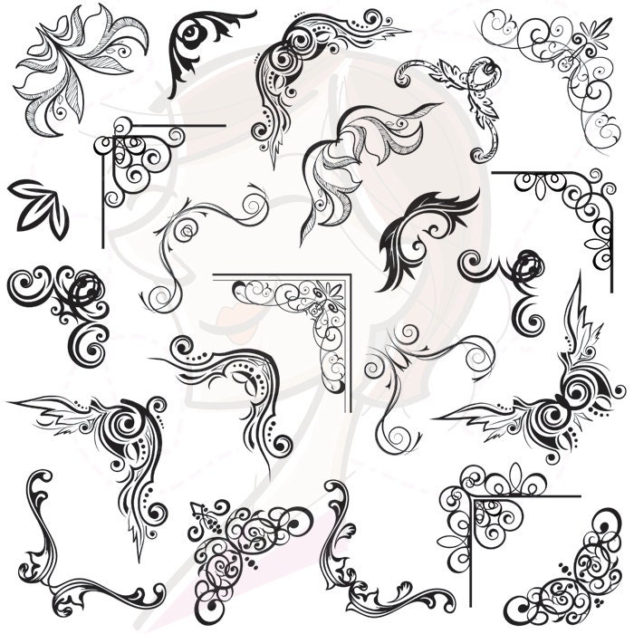 Border Corners Digital Clip Art Clipart Vintage Frame Corners Scrapbook Decorative Embellishment Classic Calligraphy Photographer Png 10195