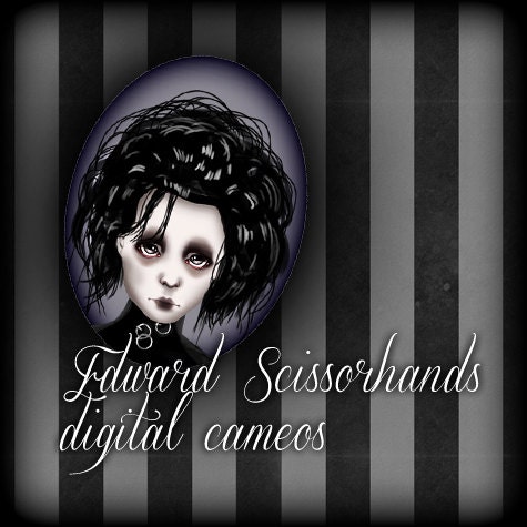 40x30 mm digital collage sheet for cameos and jewelry - Edward Scissorhands original art by Vae Nox