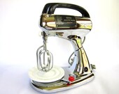 Mid Century Hamilton Beach Chrome Stand Mixer, Scovill with Beaters -WORKS- Model 25, 175 Watts