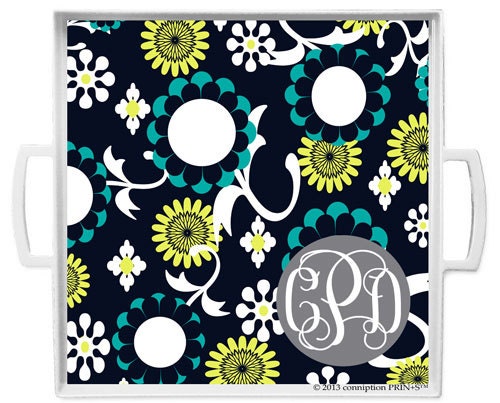 cP Home- Monogrammed Trendy Tray Spring Meadow Print by conniption Prints