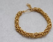 Thing Gold Bracelet-- Byzantine Chainmaille Bracelet with Handcrafted Clasp