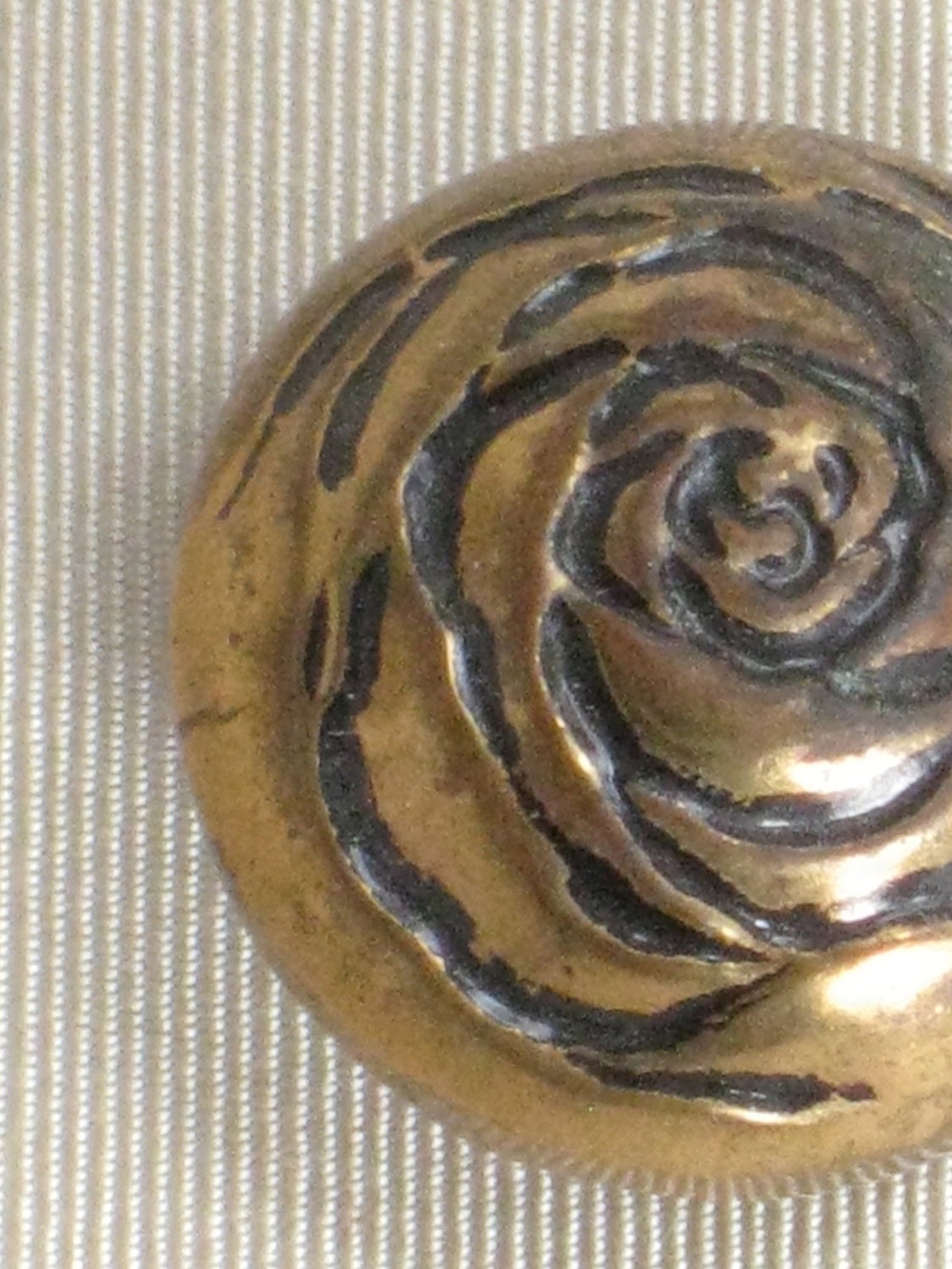 Jumbo Size Brass Metal Rose Flower Button - Antique VIntage Supplies
