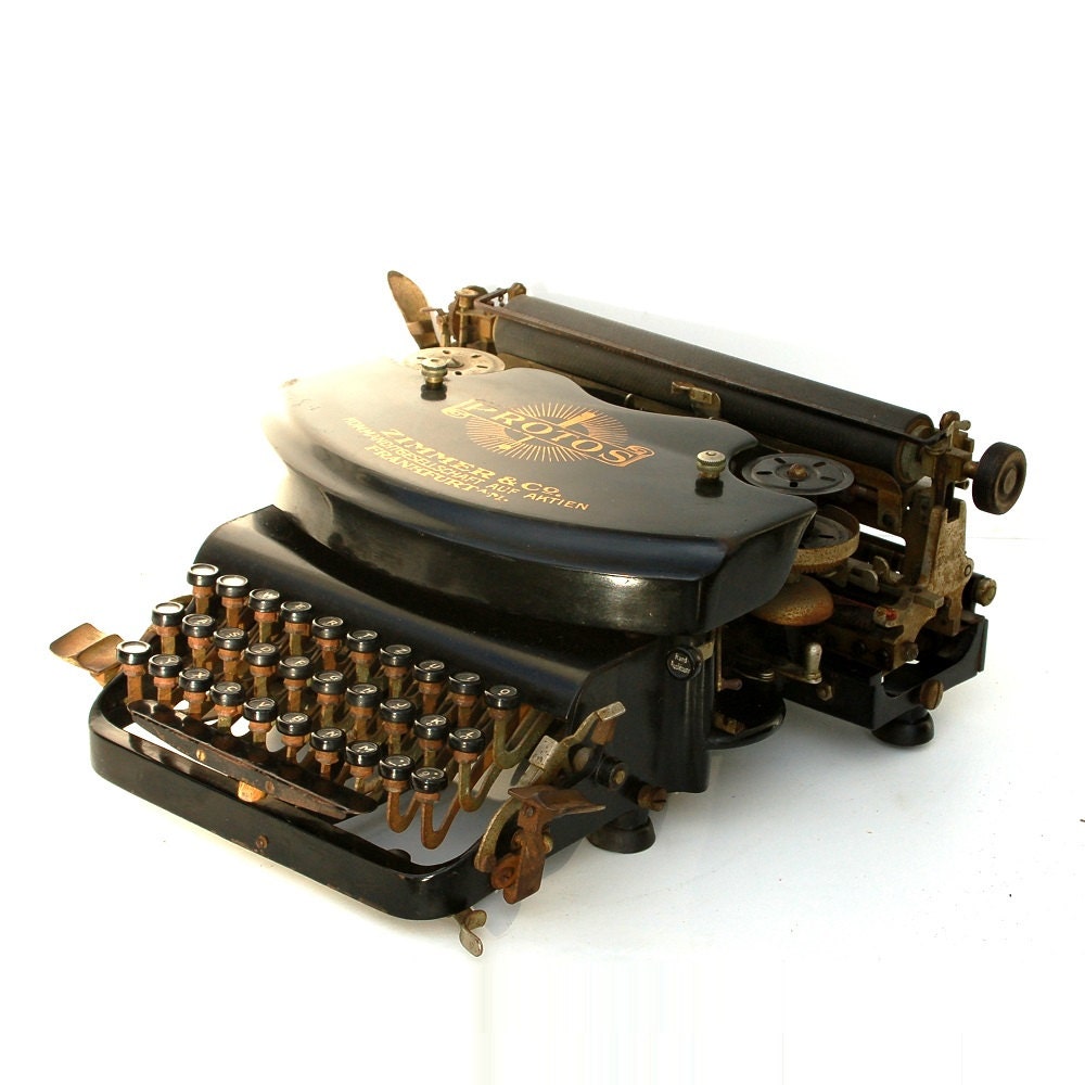 Antique 1922 Protos Typewriter, Rare German Made 3-Bank for UK Export
