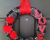 Black and White Polka Dot Valentine Wreath