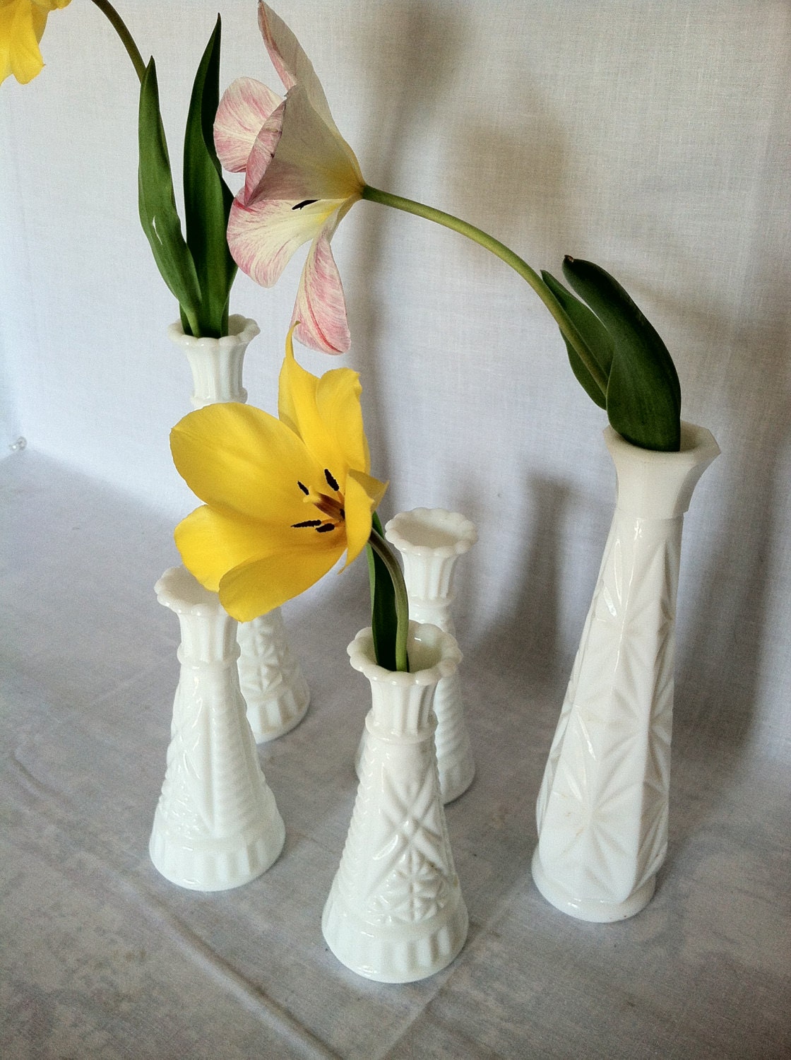 Milk Glass Vases Set of 5