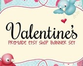 SALE- 30% OFF Premade Etsy Shop Valentine's Banner Set- Love Birds Il_170x135