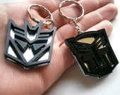 Sale 20% - Transformers Keychains - Optimus Prime And Megatron Friendship Keychains - Autobots and Decepticons -  Laser Cut Black Acrylic