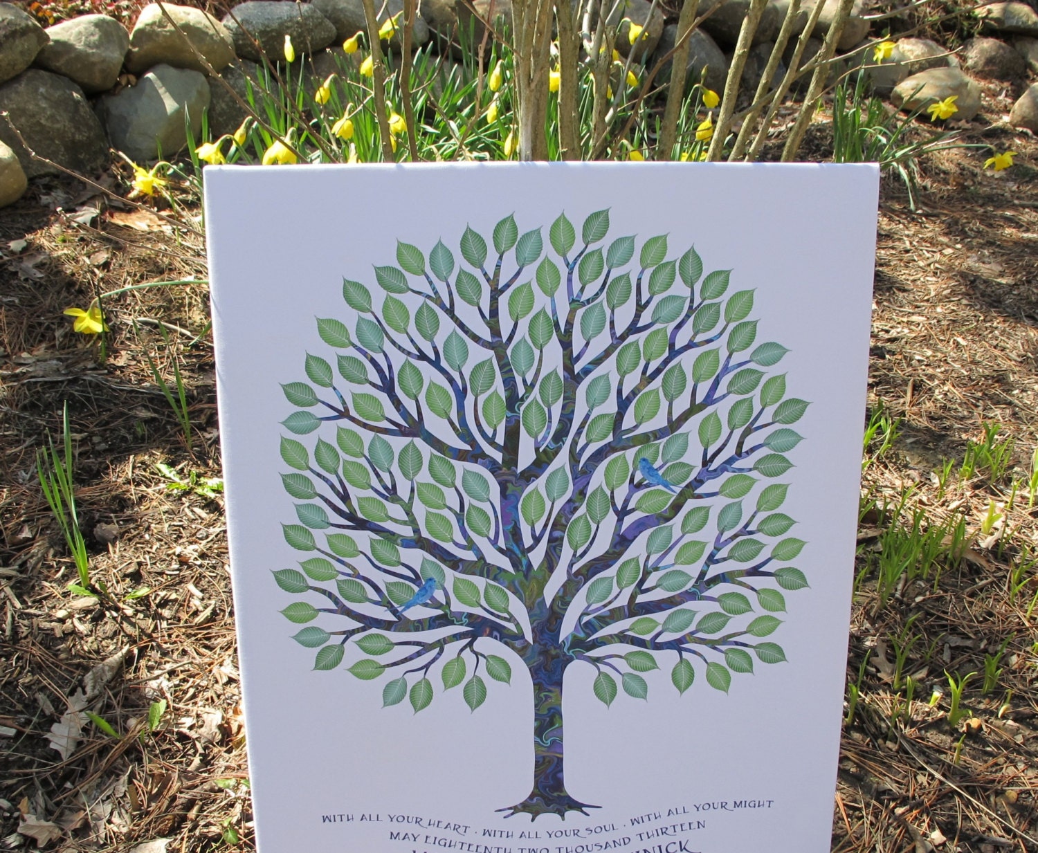 Bar Mitzvah - Sign In Board - Tree of Life - Guestbook Signature Tree - Stretched Canvas