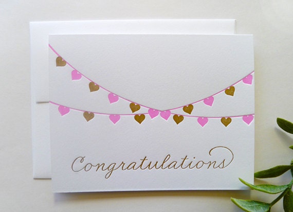 Letterpress Wedding Congratulations - Single Card