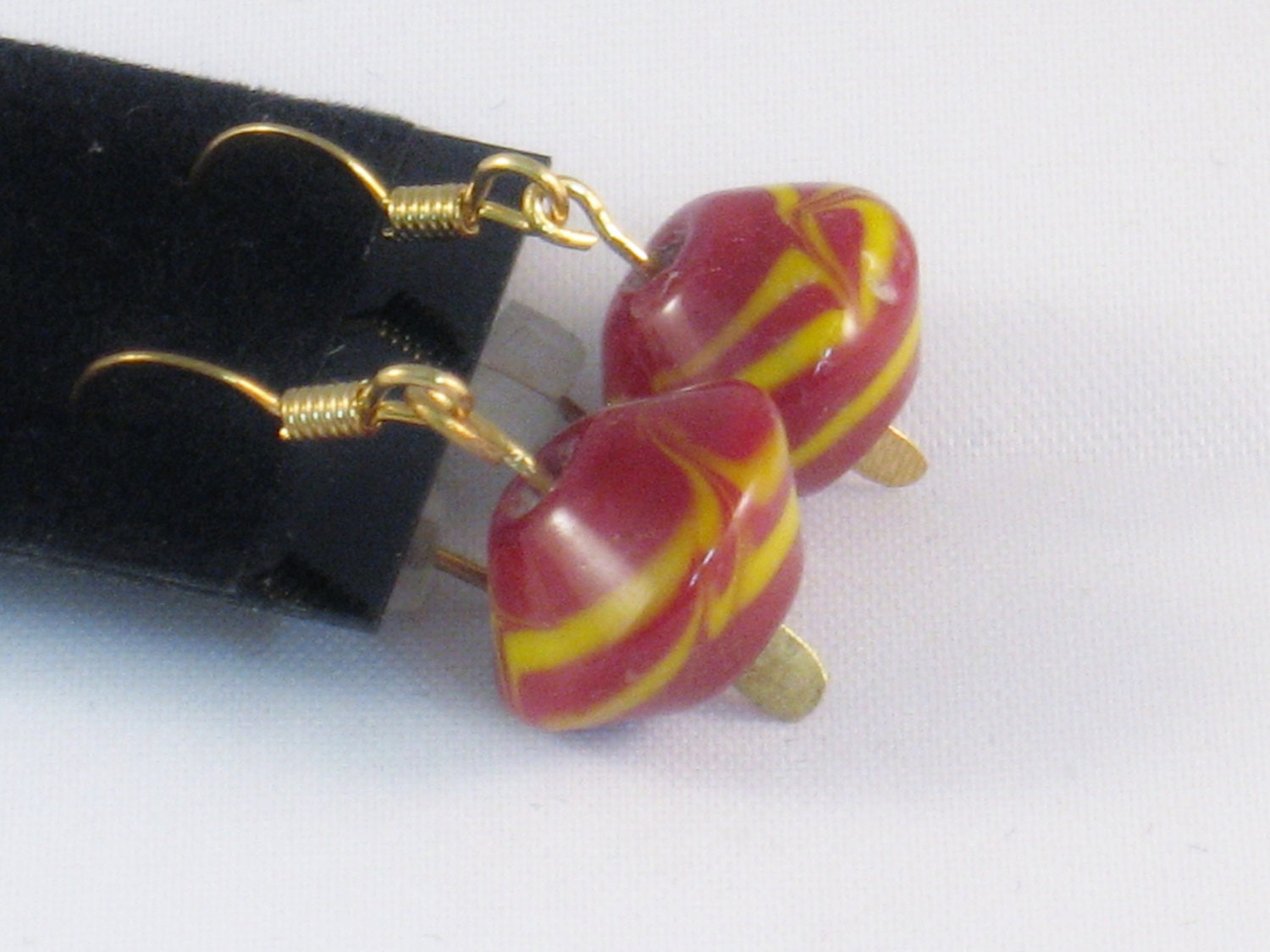 Earrings in Red and Yellow