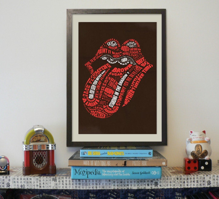 Rolling Stones - Promotion 50 years - Lyrics Posters Songs - Music Concept POSTER - Rock Poster - Print Size 8.3 x 11.7 inch - A4