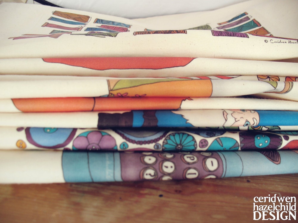 Patchwork Owl Illustration Eco Cotton Tote Bag