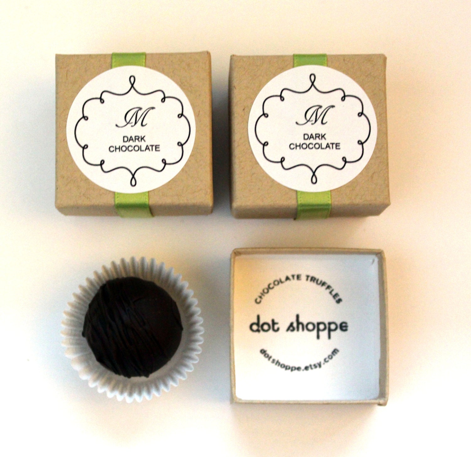 100 Custom Wedding Favors with Monogram Label and Chocolate Truffles///Rehearsal Dinner///Welcome Gifts