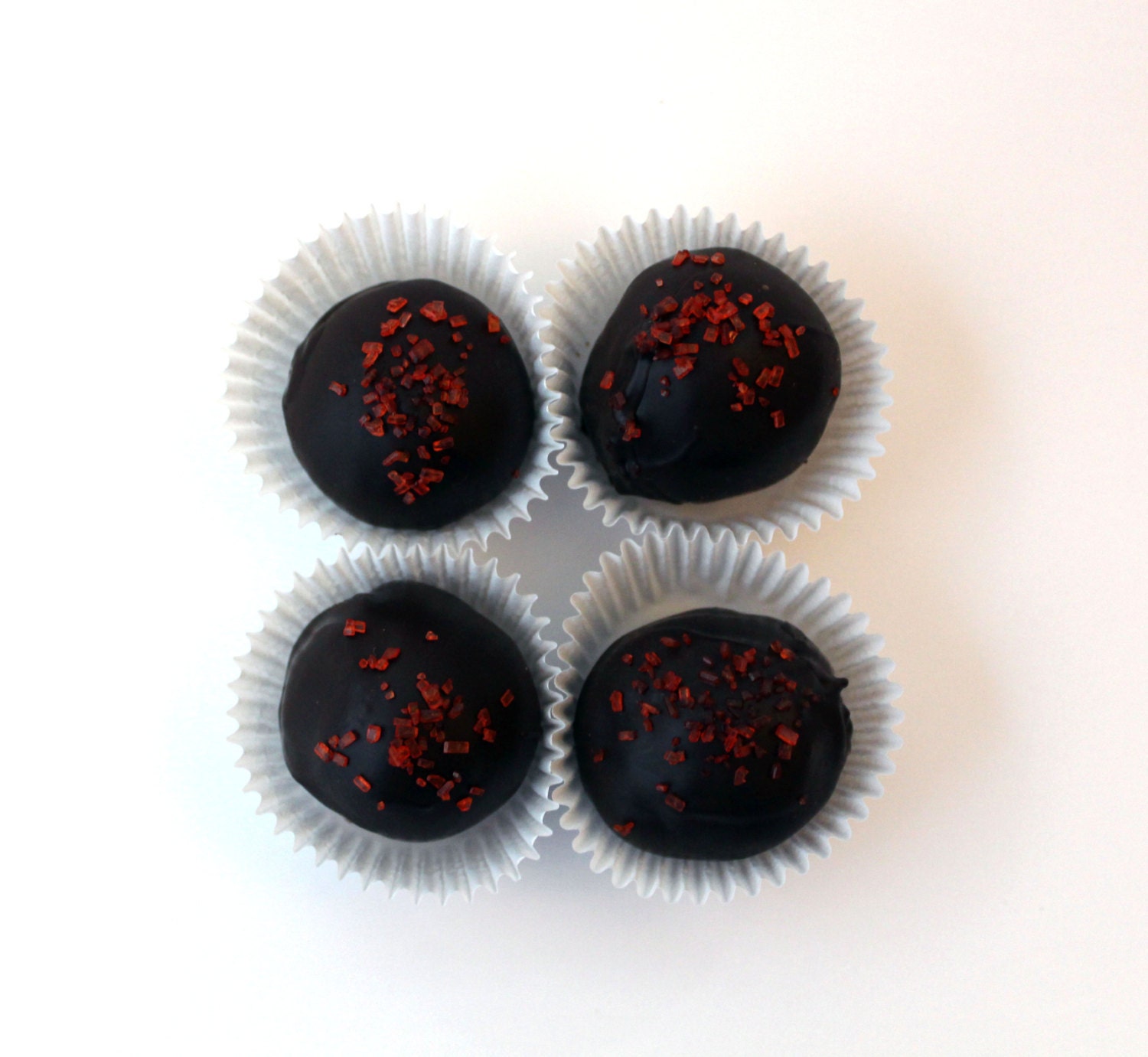 Four Handmade Raspberry Dark Chocolate Truffles///Client Gift///Made in Portland OR