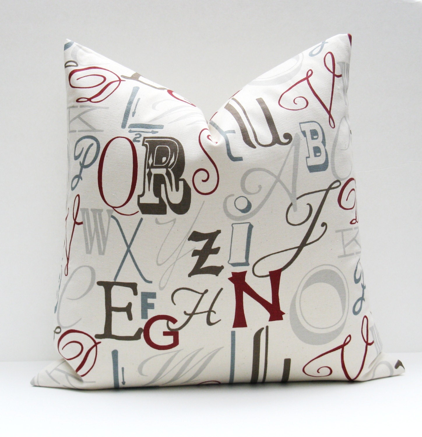 Decorative Throw Pillow Covers Throw Pillow Cover 18x18 Cushion Cover Script Pillow Cover.Home Decor .Housewares Printed Fabric both sides