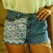 Vintage High Waisted Lace Accented Jean shorts