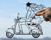 You Drive Me Crazy Handmade Original Papercut First Anniversary Personalized Gift: Hand-Cut Paper Art Silhouette (UNFRAMED)