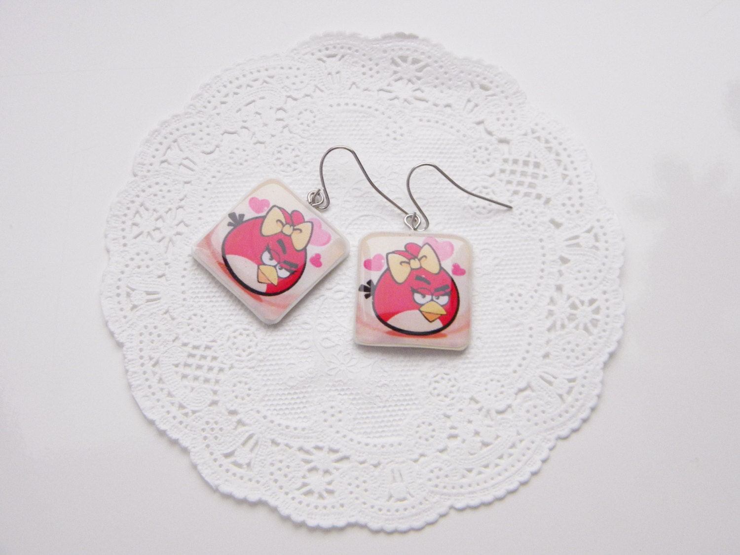 Angry Birds Earrings, Polymer Clay Earrings
