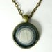 Black and Grey Circles Necklace, Glass Pendant on Antique Gold Chain