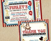 Circus Birthday Invitation & thank you card- Vintage Inspired / Retro Circus or Carnival - Custom, Digital, Printable designs Il_170x135