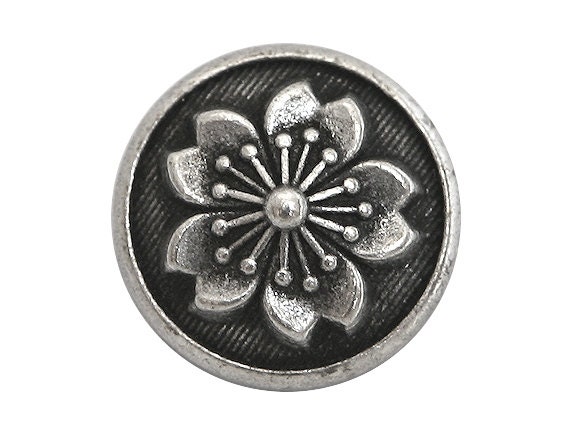 3 Snowfake Flower 9/16 inch ( 15 mm ) Metal Shank Buttons Antique Silver Color