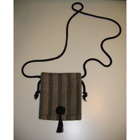 Handmade Tan/Black Weave Exterior, Teal Black Print Interior Shoulder Bag Purse