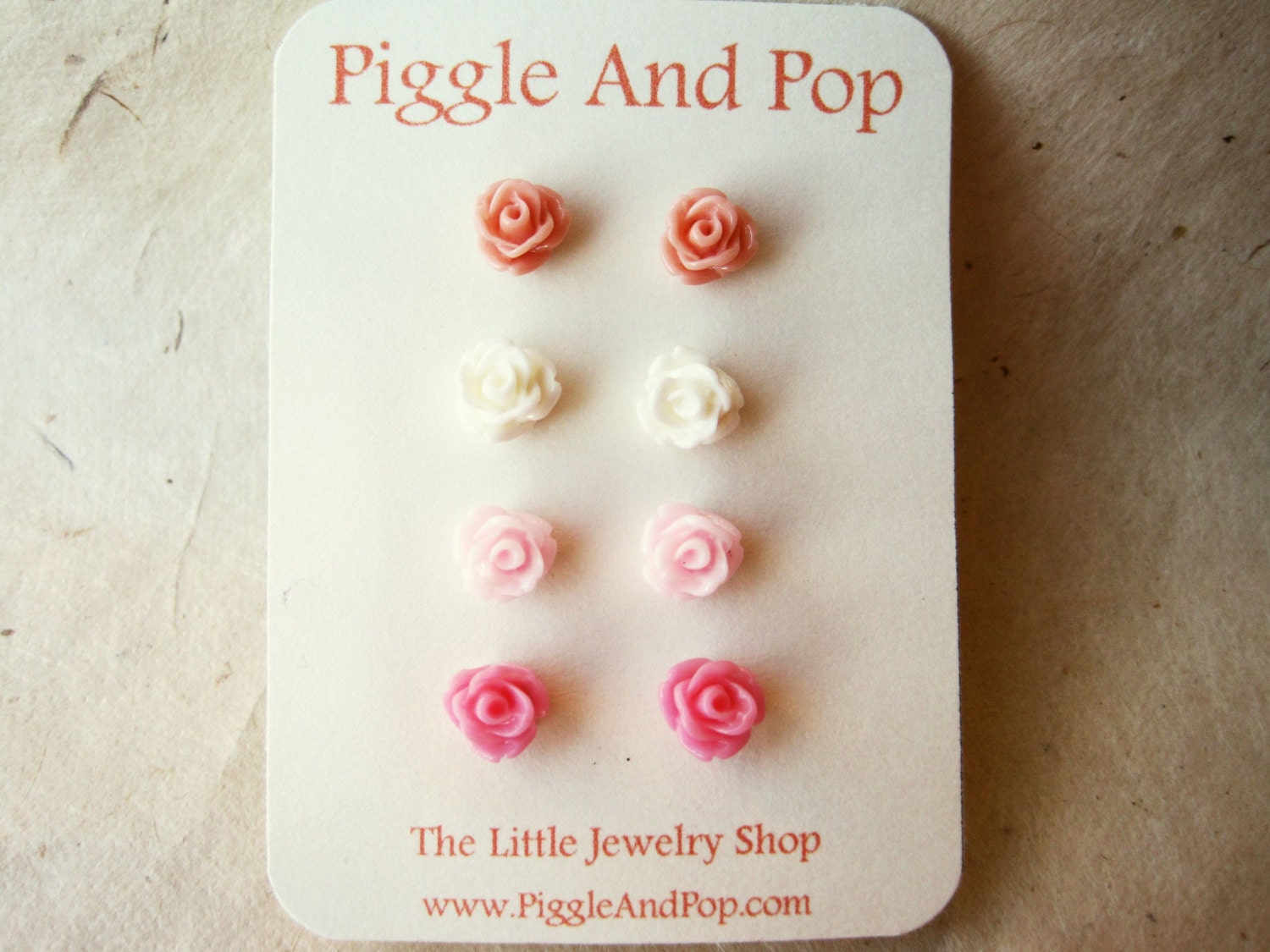 Tiny Rose Earrings. Floral Resin Earrings in Rose, White, Baby Pink and Bright Pink. Small Stud Earrings. Easter Jewelry. FSE4.