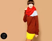 knitted raglan sweater light blue oxblood color block colour merino theknitkid THE KNIT KID