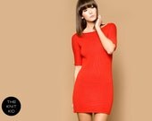 knit dress red boat neckline sleeve cotton THE KNIT KID theknitkid knitted knitdress sweater dress