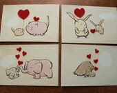 Mother's day handmade card set. Original illustration with 3D felt heart.