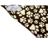 Dog Bandana - Brown with Tan Paw Prints - Velcro