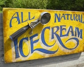Ice Cream Sign, handpainted, wood sign,original art,decor