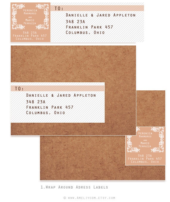 Custom Wrap Around Address Labels - Printable JPG - DIY - Do It Yourself - Weddings Personalized