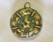 Sea Urchin Ceramic Pendant Seaweed Green Color