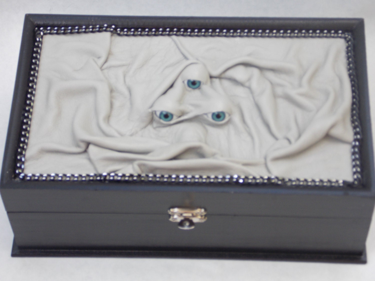Eyeball Leather Wooden Jewelry Box Storage Mirrored Organizer Room Accessory Witch Wiccan Pagan