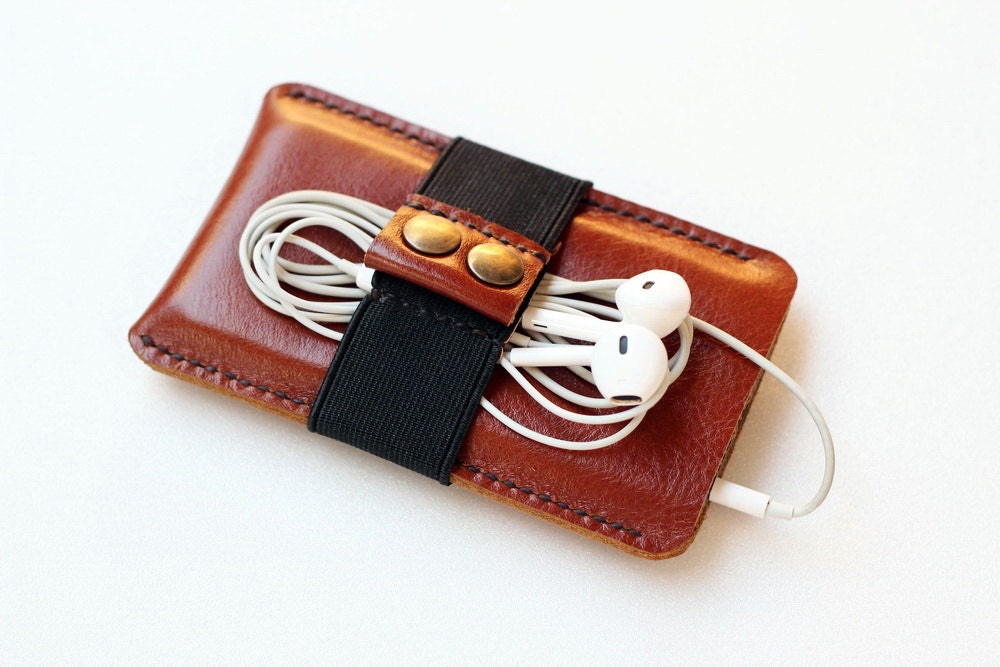 iPhone5 leather iPhone wallet case with elastic band